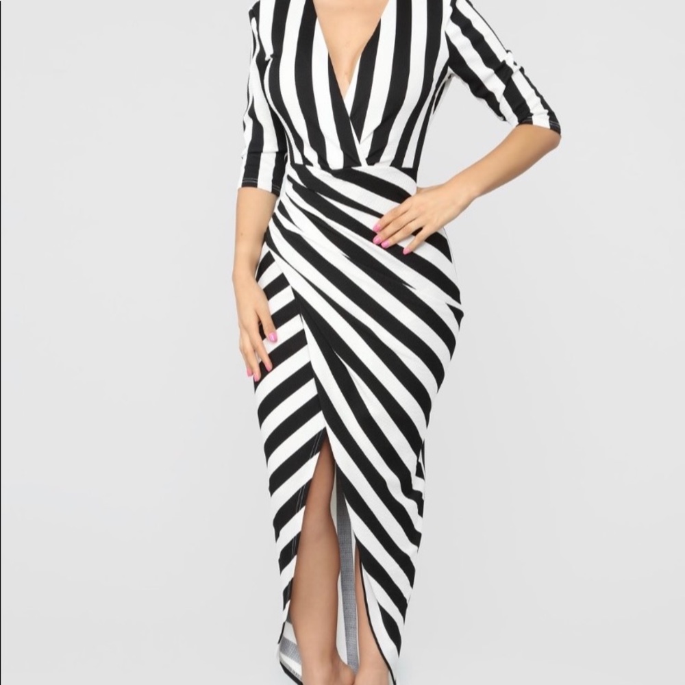 Stretch stripe midi dress